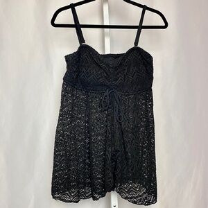 💙5/$15 INC International Concepts Womenʻs Black Crochet Lace Beach Cover Up M/L